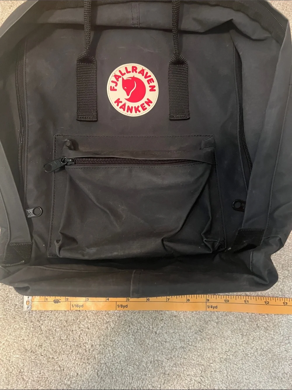 Fjallraven Kånken Black Backpack with Red Logo